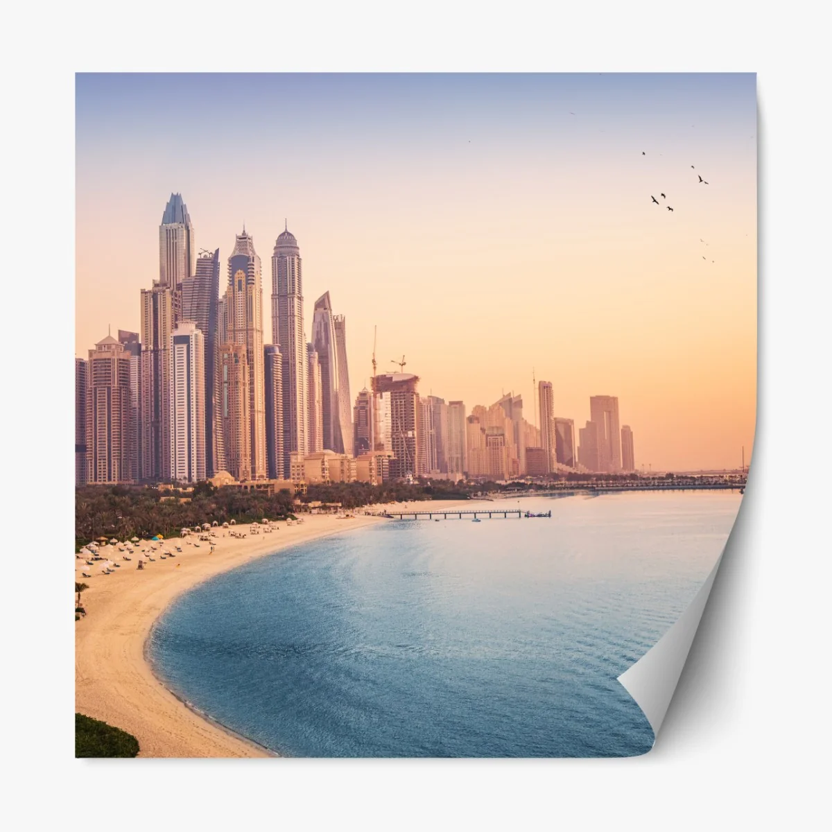 Naklejka repozycjonowalna Dubaj panorama miasta o zachodzie słońca – Wallissimo® Naklejka repozycjonowalna Dubaj panorama miasta o zachodzie słońca – Wallissimo®