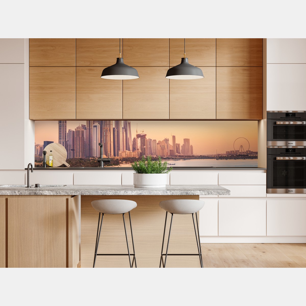 Naklejka repozycjonowalna Dubaj panorama miasta o zachodzie słońca – Wallissimo® Naklejka repozycjonowalna Dubaj panorama miasta o zachodzie słońca – Wallissimo®