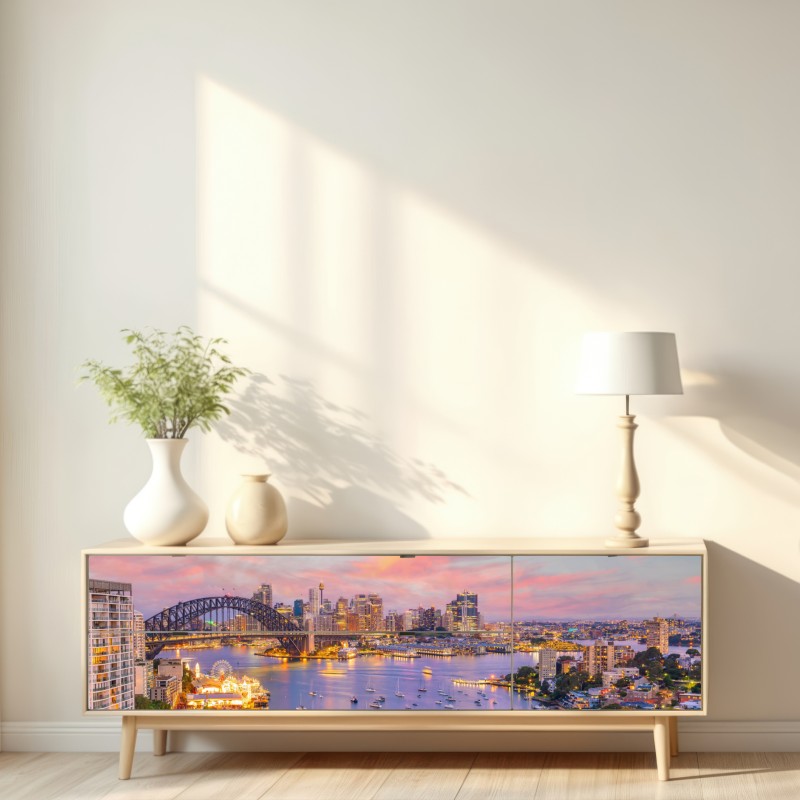 Naklejka repozycjonowalna zachód słońca nad Sydney – Wallissimo® Naklejka repozycjonowalna zachód słońca nad Sydney – Wallissimo®