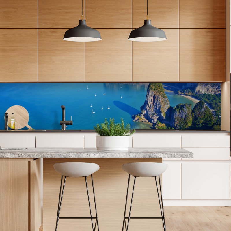 Naklejka repozycjonowalna złoty zachód słońca nad spokojną plażą – Wallissimo®