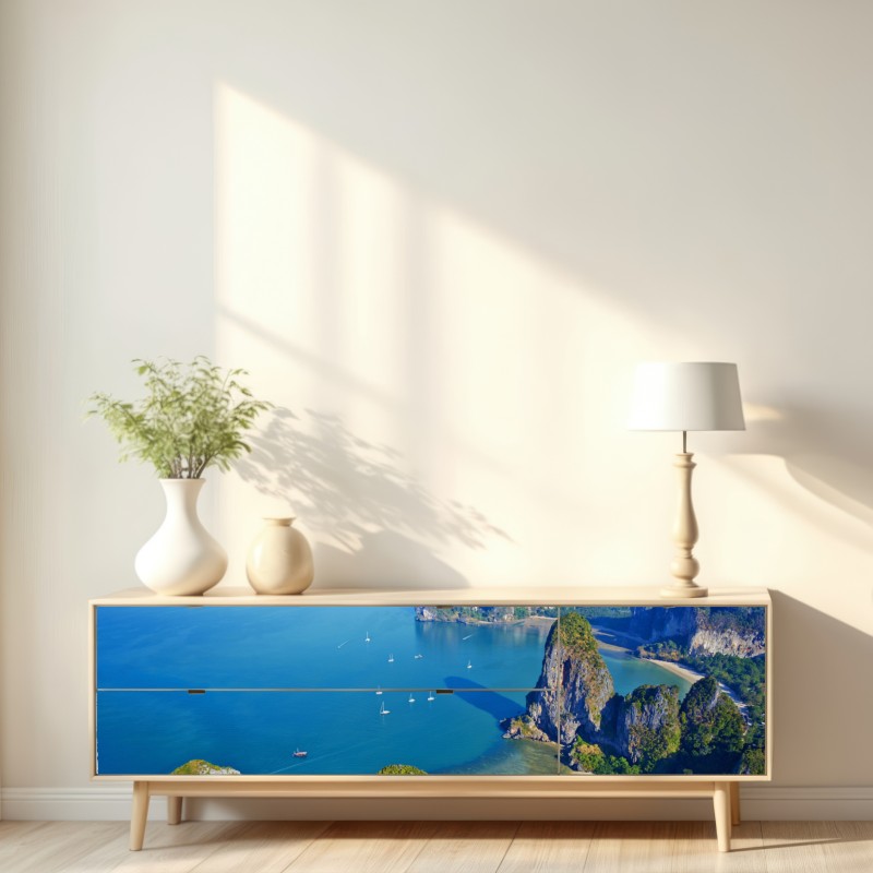 Naklejka repozycjonowalna lazurowe wyspy i klify nad brzegiem morza – Wallissimo® Naklejka repozycjonowalna lazurowe wyspy i klify nad brzegiem morza – Wallissimo®