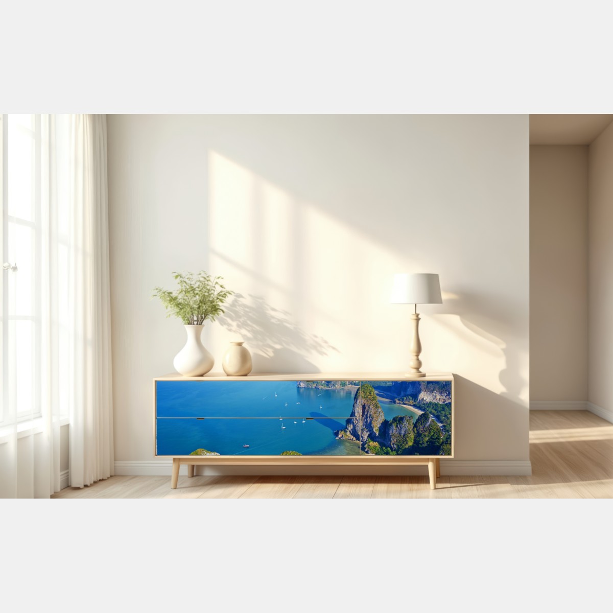 Naklejka repozycjonowalna lazurowe wyspy i klify nad brzegiem morza – Wallissimo® Naklejka repozycjonowalna lazurowe wyspy i klify nad brzegiem morza – Wallissimo®