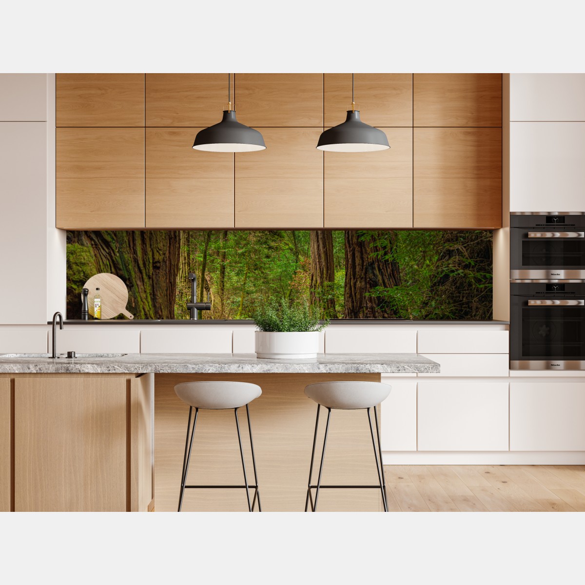 Naklejka repozycjonowalna majestatyczna ścieżka w lesie sekwoi – Wallissimo® Naklejka repozycjonowalna majestatyczna ścieżka w lesie sekwoi – Wallissimo®