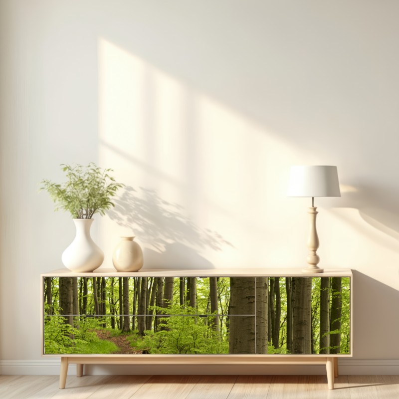 Naklejka repozycjonowalna spokojna zielona ścieżka leśna – Wallissimo® Naklejka repozycjonowalna spokojna zielona ścieżka leśna – Wallissimo®