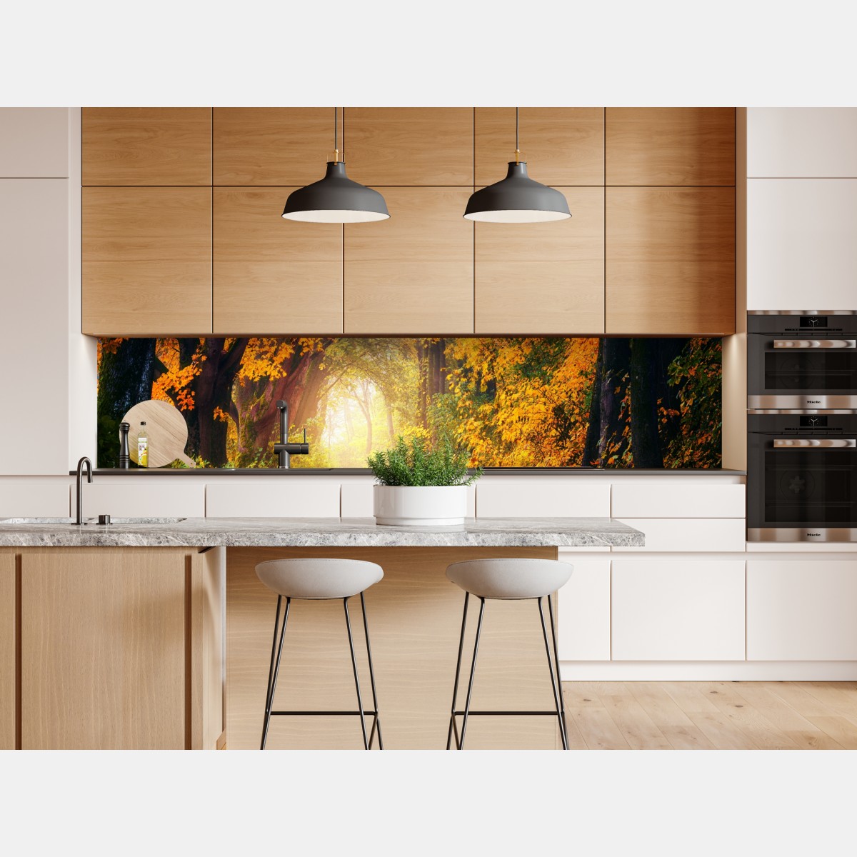 Naklejka repozycjonowalna jesienna leśna ścieżka w złotym świetle – Wallissimo® Naklejka repozycjonowalna jesienna leśna ścieżka w złotym świetle – Wallissimo®