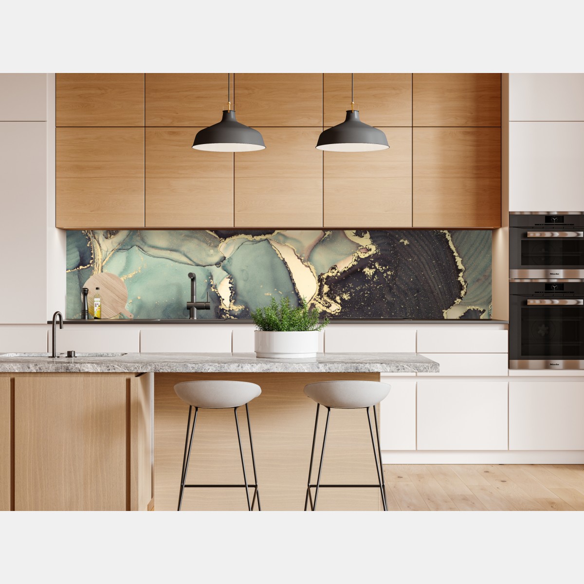 Naklejka repozycjonowalna turkusowo-złota abstrakcja w technice alcohol ink – Wallissimo® Naklejka repozycjonowalna turkusowo-złota abstrakcja w technice alcohol ink – Wallissimo®