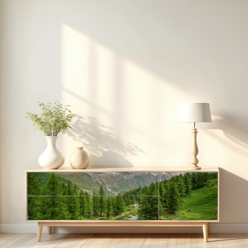 Naklejka repozycjonowalna błękitne jezioro przy Cervinia – Wallissimo® Naklejka repozycjonowalna błękitne jezioro przy Cervinia – Wallissimo®