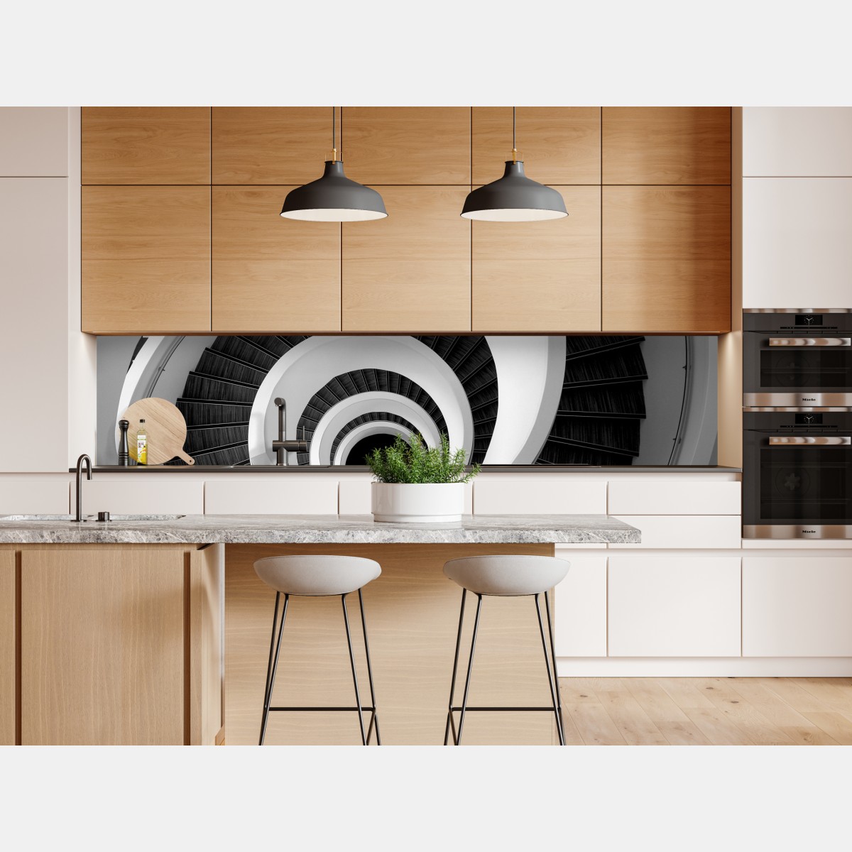 Naklejka repozycjonowalna spiralne schody w monochromie – Wallissimo® Naklejka repozycjonowalna spiralne schody w monochromie – Wallissimo®