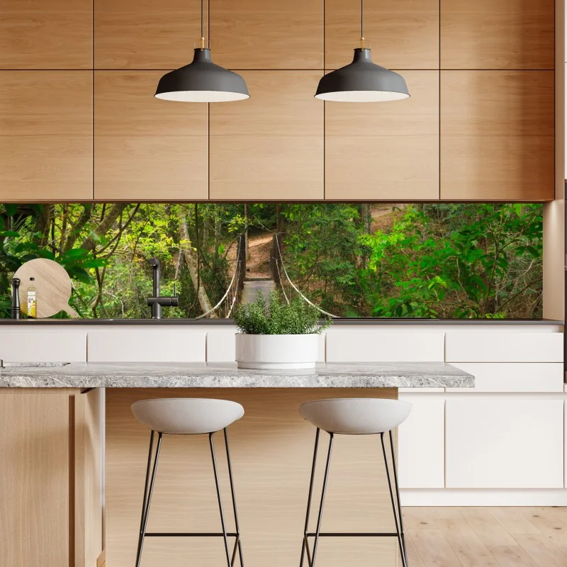 Naklejka repozycjonowalna czerwony botaniczny wzór liści – Wallissimo®