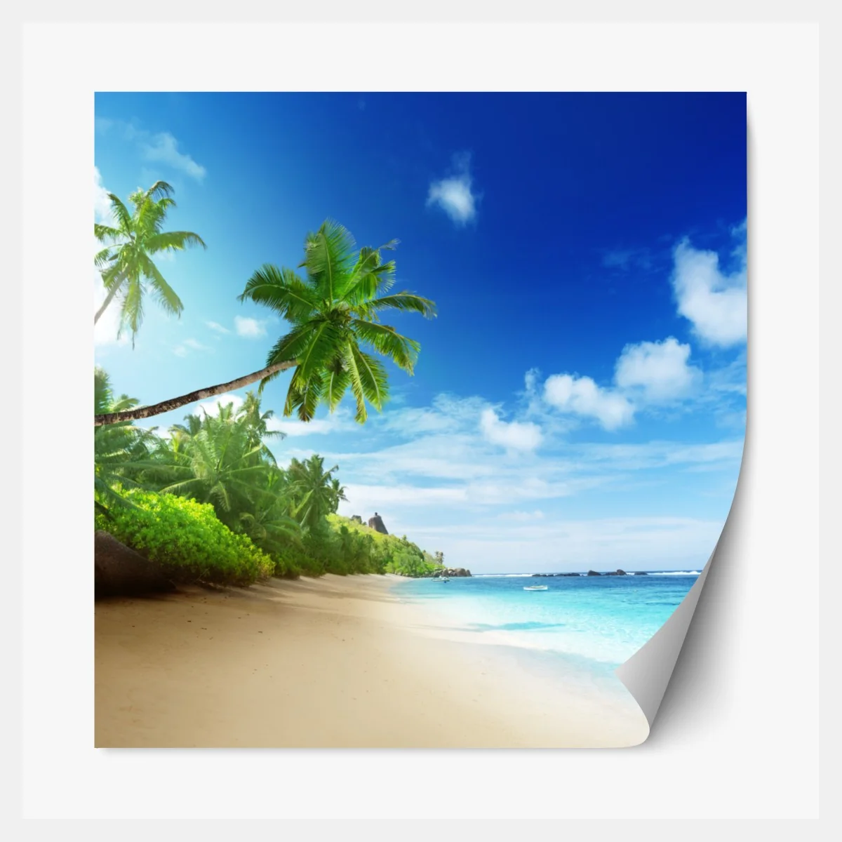 Naklejka repozycjonowalna zachód słońca na plaży Mahe, Seszele – Wallissimo® Naklejka repozycjonowalna zachód słońca na plaży Mahe, Seszele – Wallissimo®