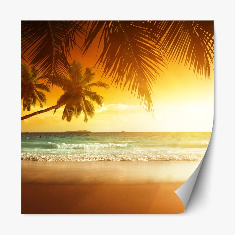 Naklejka repozycjonowalna złoty zachód słońca na Karaibach