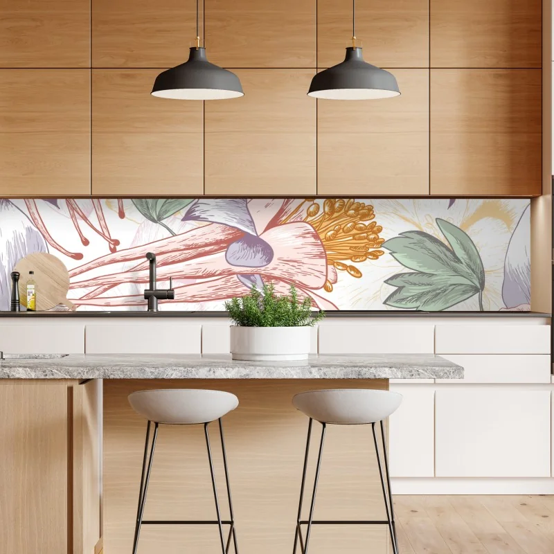 Naklejka repozycjonowalna turkusowy wzór łusek z złotymi detalami – Wallissimo®