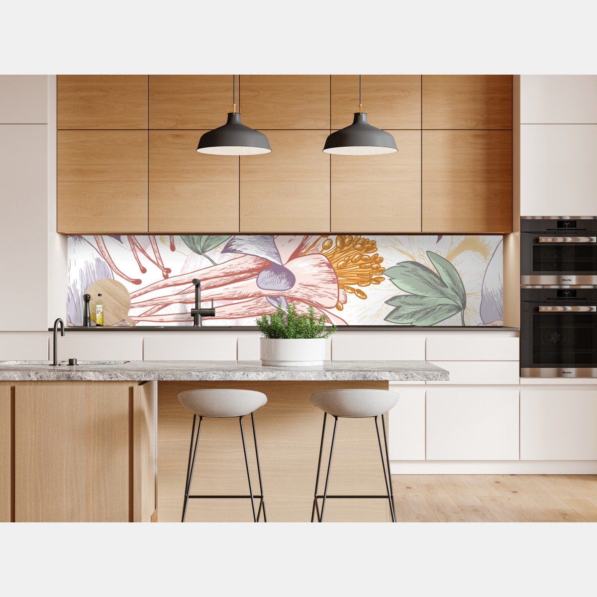 Naklejka repozycjonowalna delikatne pastelowe kwiaty w stylu botanicznym – Wallissimo® Naklejka repozycjonowalna delikatne pastelowe kwiaty w stylu botanicznym – Wallissimo®