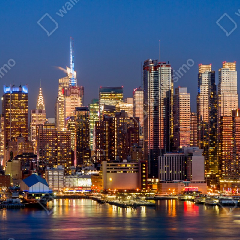 Naklejka repozycjonowalna panorama Nowego Jorku o zmierzchu – Wallissimo® Naklejka repozycjonowalna panorama Nowego Jorku o zmierzchu – Wallissimo®