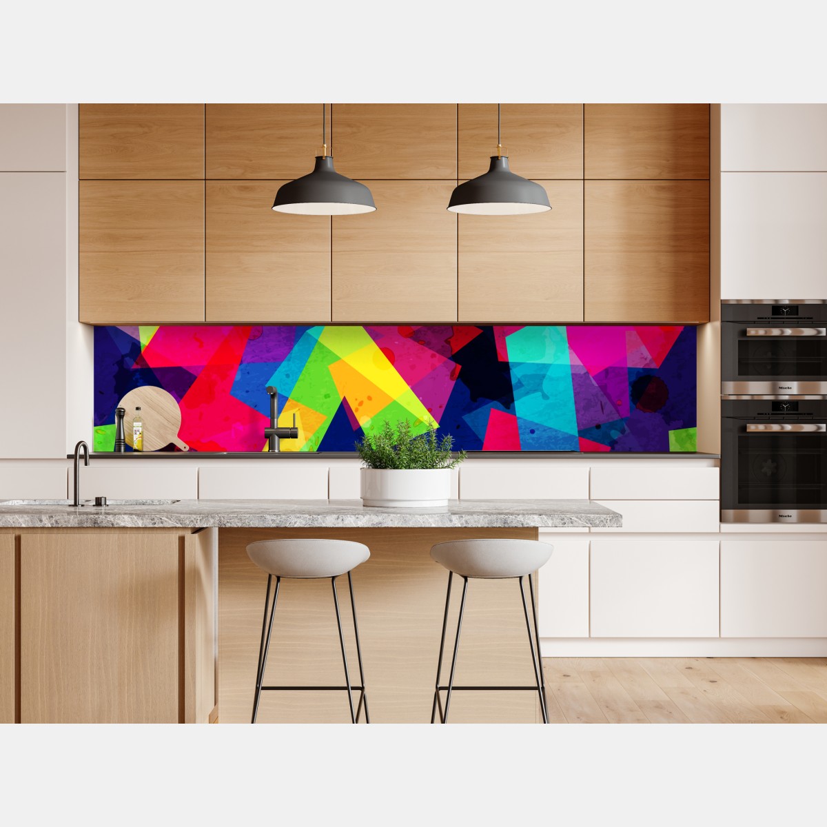 Naklejka repozycjonowalna żywy geometryczny akwarelowy kolaż – Wallissimo® Naklejka repozycjonowalna żywy geometryczny akwarelowy kolaż – Wallissimo®