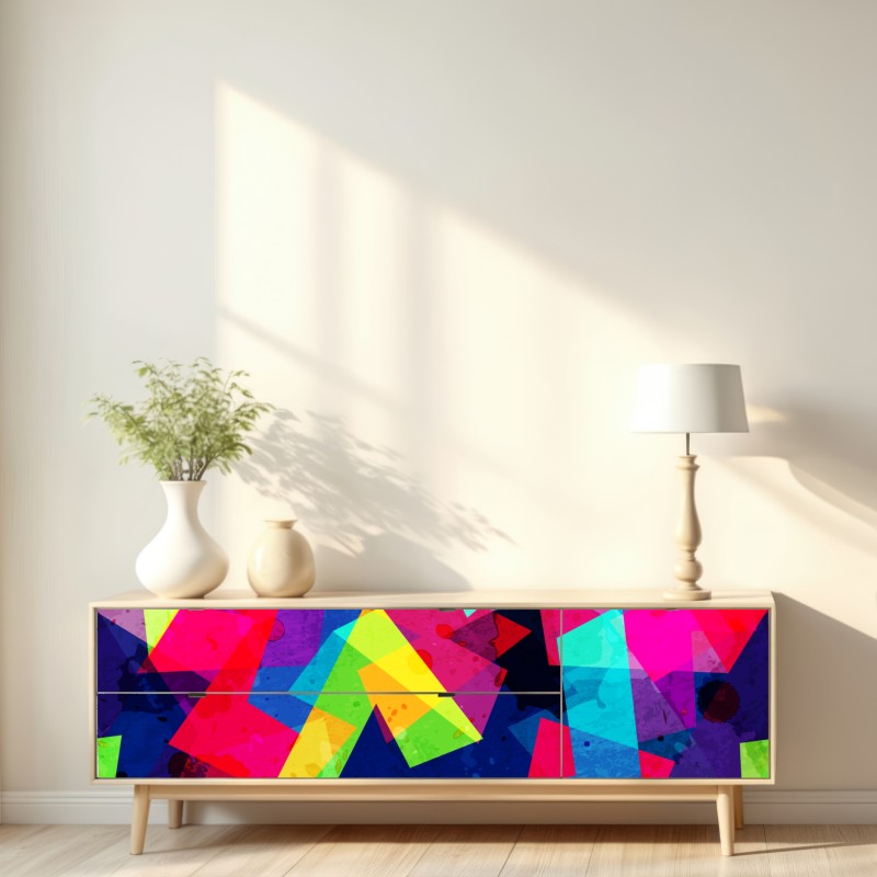 Naklejka repozycjonowalna żywy geometryczny akwarelowy kolaż – Wallissimo® Naklejka repozycjonowalna żywy geometryczny akwarelowy kolaż – Wallissimo®