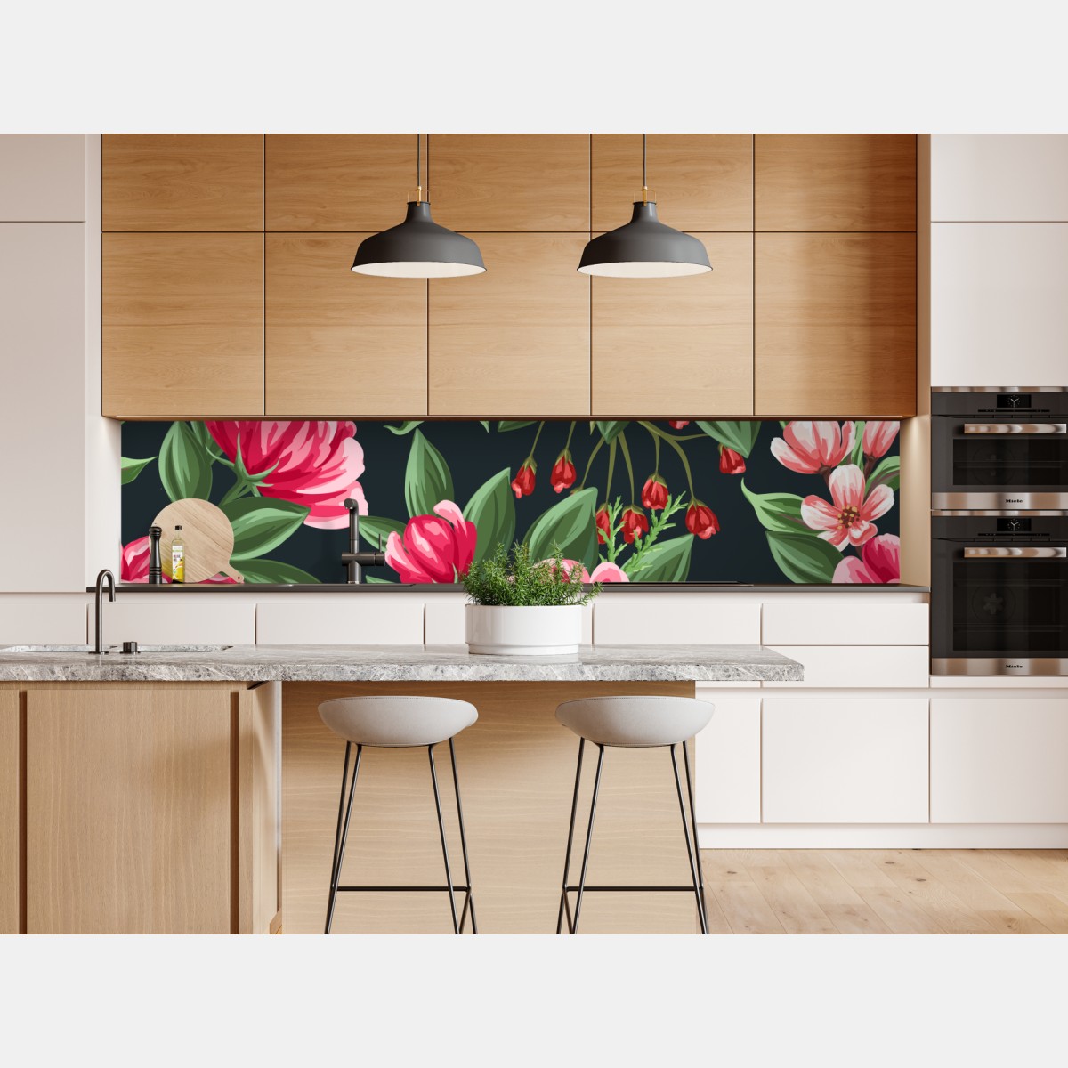 Naklejka repozycjonowalna różowy wzór kwiatowy w stylu akwareli na ciemnym tle – Wallissimo® Naklejka repozycjonowalna różowy wzór kwiatowy w stylu akwareli na ciemnym tle – Wallissimo®