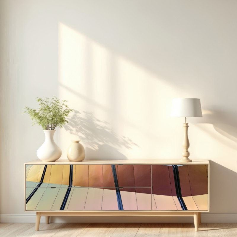 Naklejka repozycjonowalna iryzująca nowoczesna fasada z paneli – Wallissimo® Naklejka repozycjonowalna iryzująca nowoczesna fasada z paneli – Wallissimo®