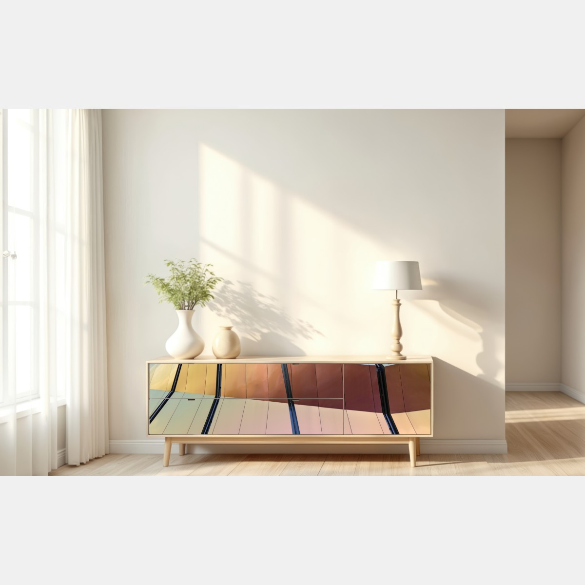 Naklejka repozycjonowalna iryzująca nowoczesna fasada z paneli – Wallissimo® Naklejka repozycjonowalna iryzująca nowoczesna fasada z paneli – Wallissimo®