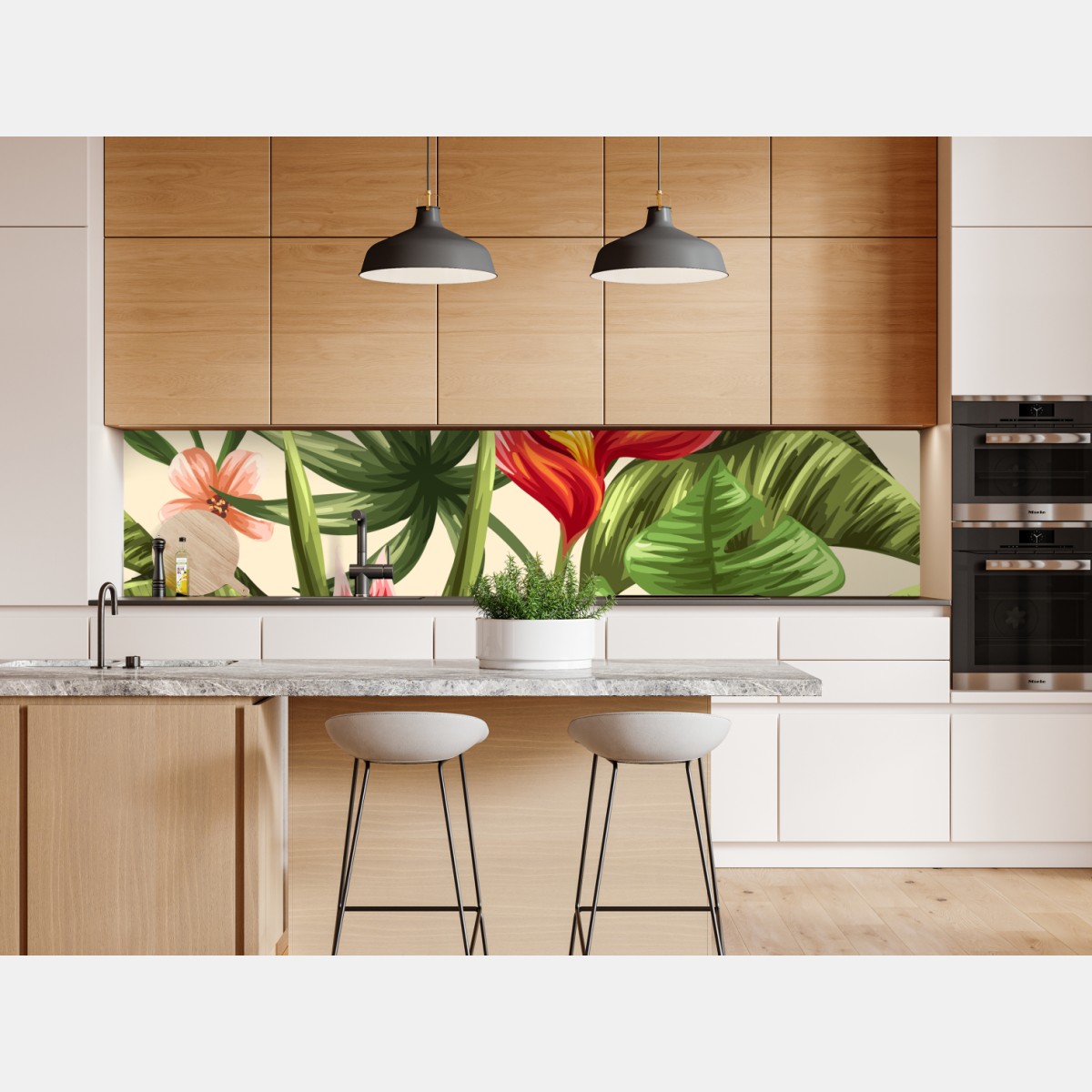 Naklejka repozycjonowalna tropikalny wzór kwiatowy z hibiskusem i plumerią – Wallissimo® Naklejka repozycjonowalna tropikalny wzór kwiatowy z hibiskusem i plumerią – Wallissimo®