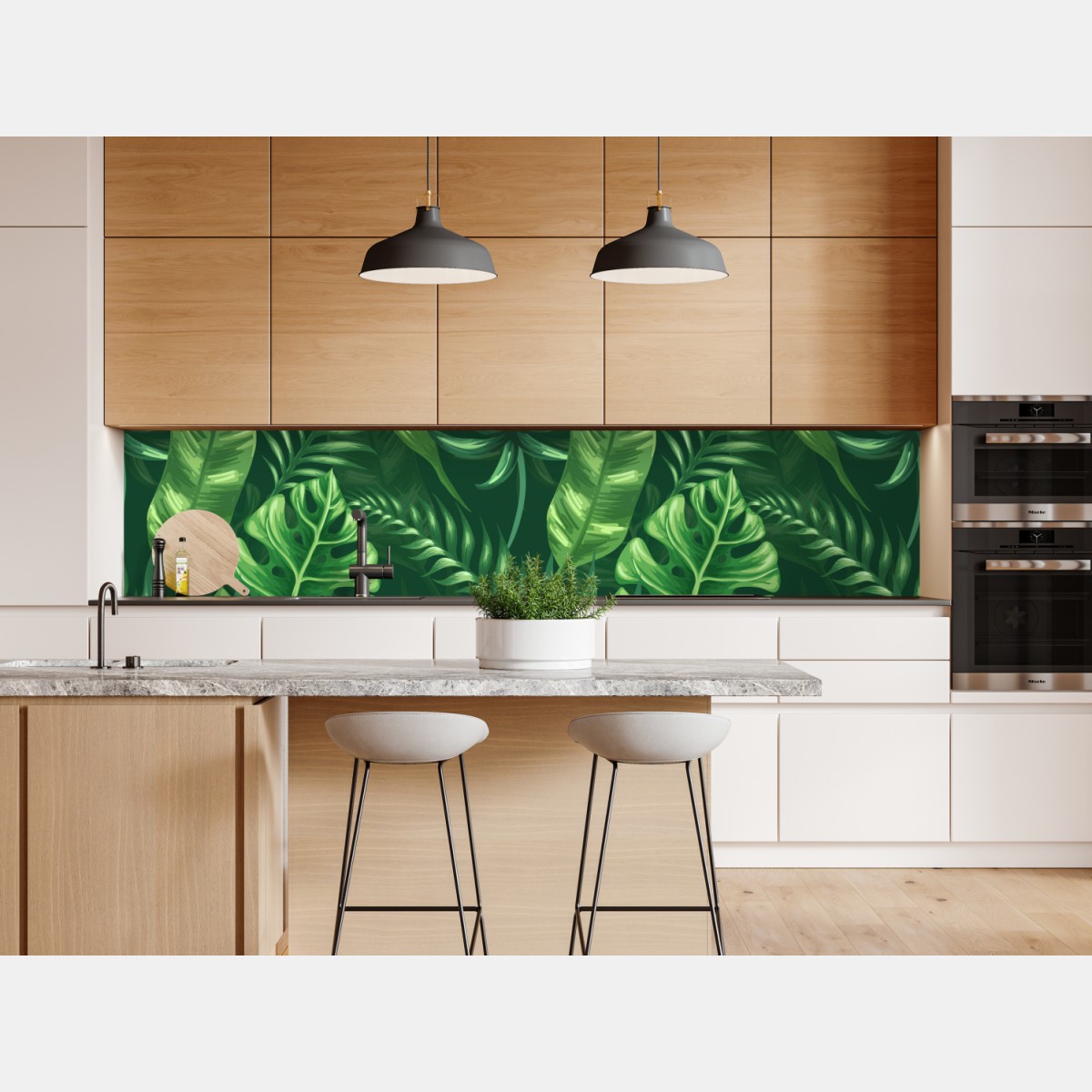 Naklejka repozycjonowalna tropikalny wzór z liśćmi monstery – Wallissimo® Naklejka repozycjonowalna tropikalny wzór z liśćmi monstery – Wallissimo®