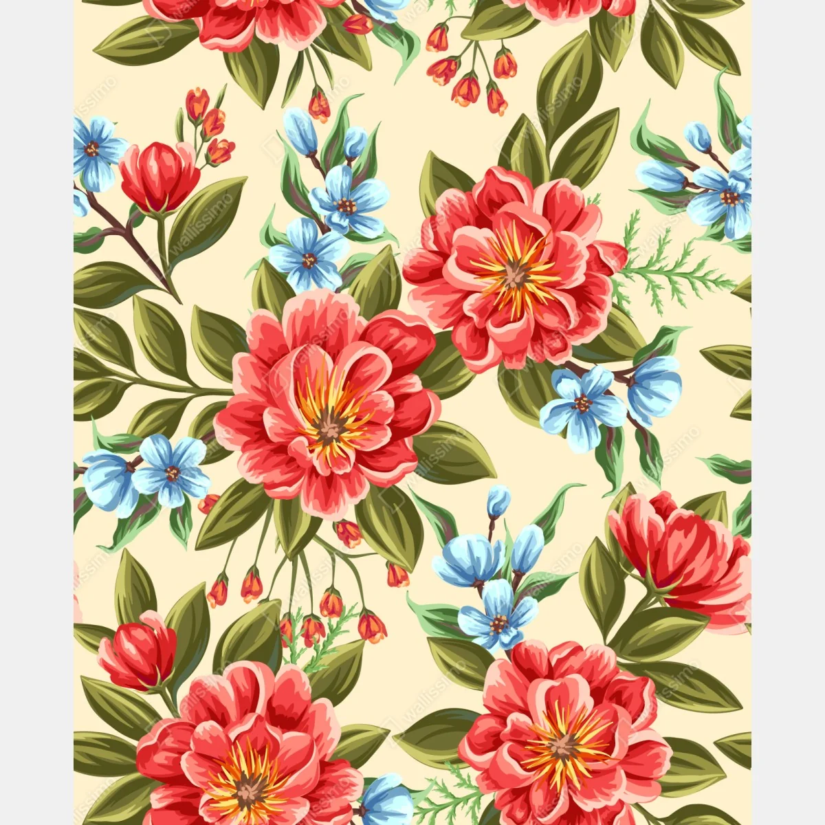 Naklejka repozycjonowalna intensywny akwarelowy wzór kwiatowy – Wallissimo® Naklejka repozycjonowalna intensywny akwarelowy wzór kwiatowy – Wallissimo®