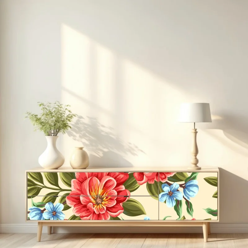 Naklejka repozycjonowalna intensywny akwarelowy wzór kwiatowy – Wallissimo® Naklejka repozycjonowalna intensywny akwarelowy wzór kwiatowy – Wallissimo®