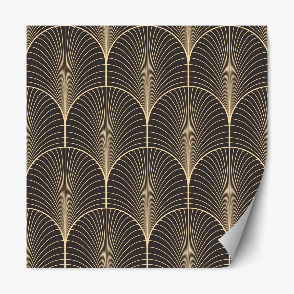 Naklejka repozycjonowalna art deco złoty wzór wachlarza – Wallissimo® Naklejka repozycjonowalna art deco złoty wzór wachlarza – Wallissimo®