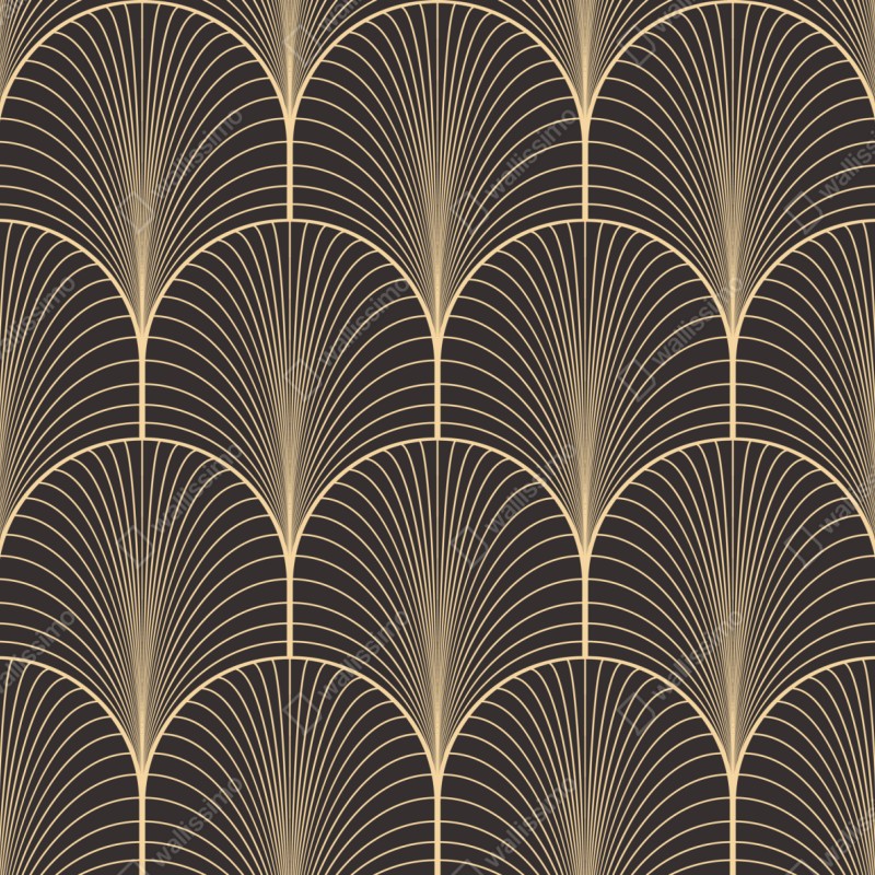 Naklejka repozycjonowalna art deco złoty wzór wachlarza – Wallissimo® Naklejka repozycjonowalna art deco złoty wzór wachlarza – Wallissimo®