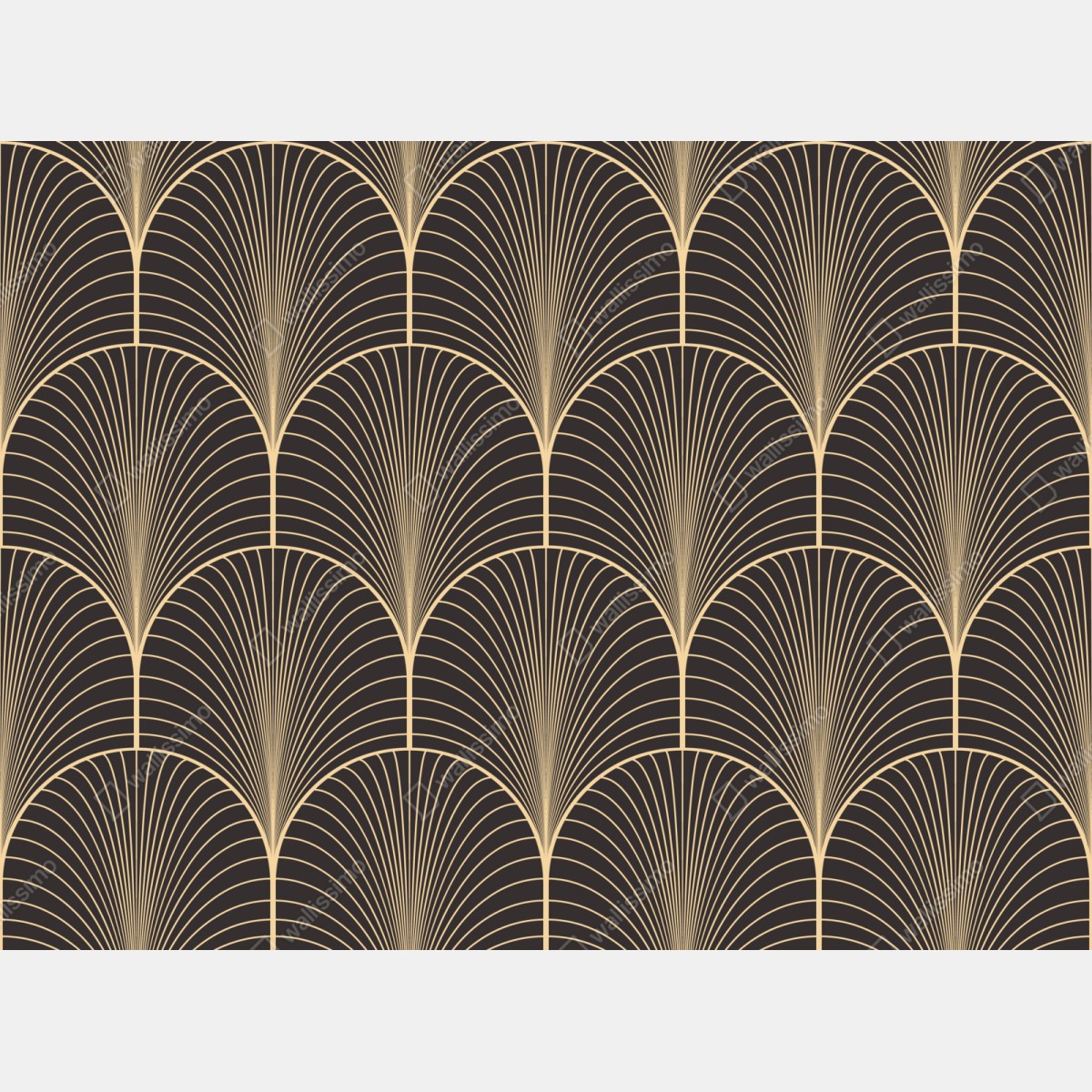Naklejka repozycjonowalna art deco złoty wzór wachlarza – Wallissimo® Naklejka repozycjonowalna art deco złoty wzór wachlarza – Wallissimo®