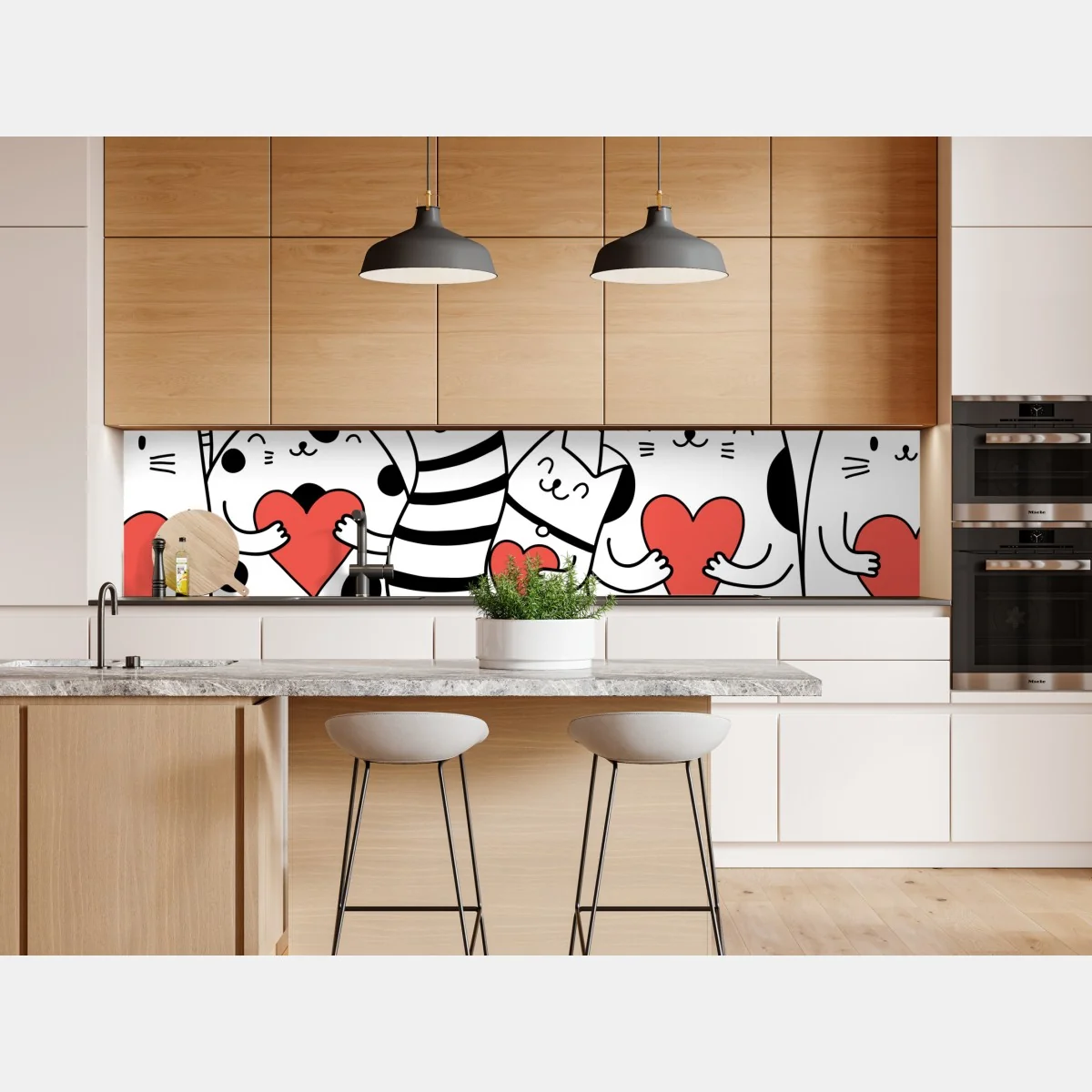Naklejka repozycjonowalna urocze koty z sercami wzór – Wallissimo® Naklejka repozycjonowalna urocze koty z sercami wzór – Wallissimo®