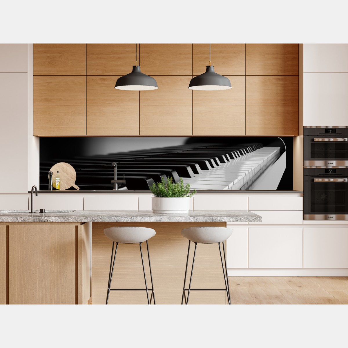 Naklejka repozycjonowalna eleganckie czarno-białe klawisze fortepianu – Wallissimo® Naklejka repozycjonowalna eleganckie czarno-białe klawisze fortepianu – Wallissimo®