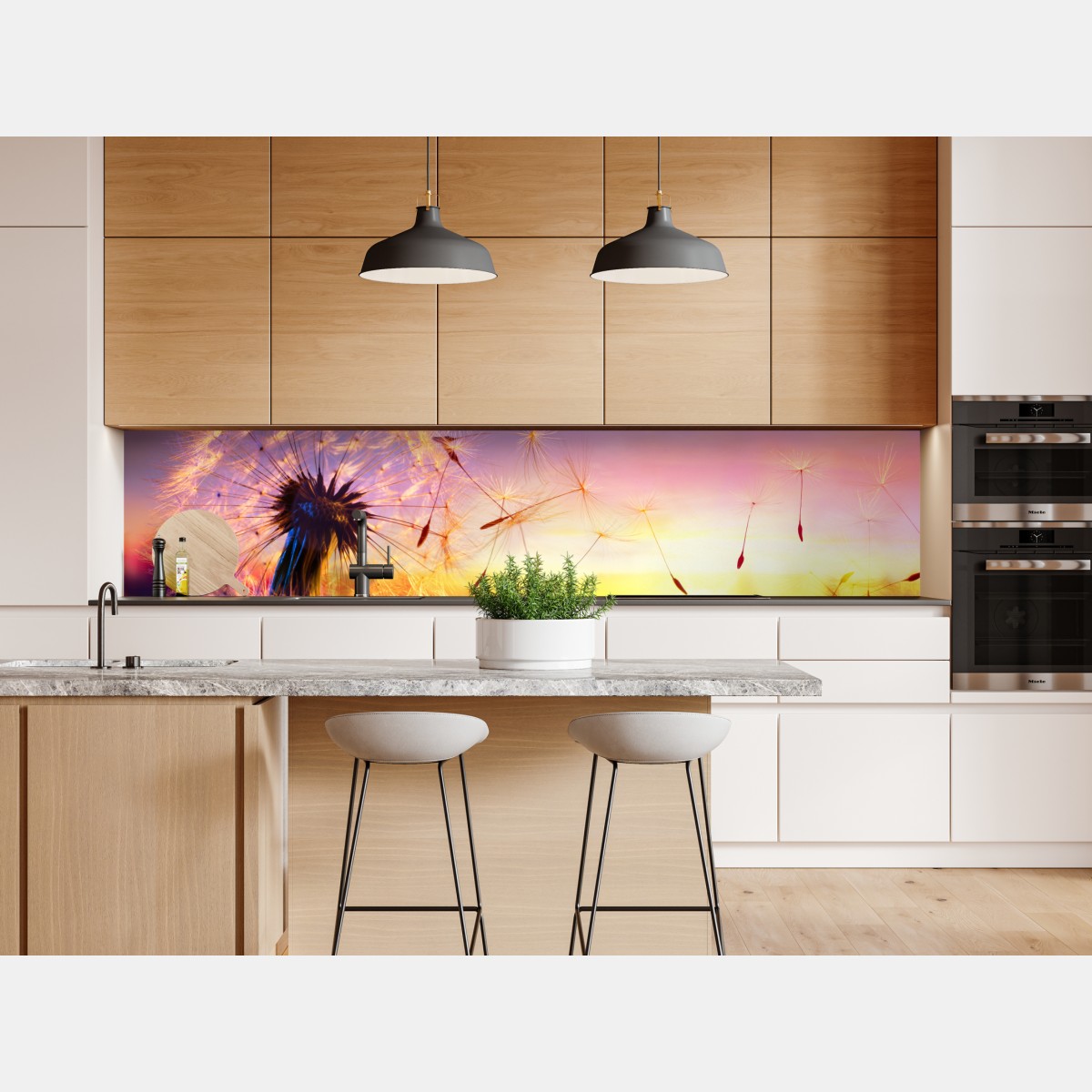 Naklejka repozycjonowalna złoty mniszek przy zachodzie słońca – Wallissimo® Naklejka repozycjonowalna złoty mniszek przy zachodzie słońca – Wallissimo®