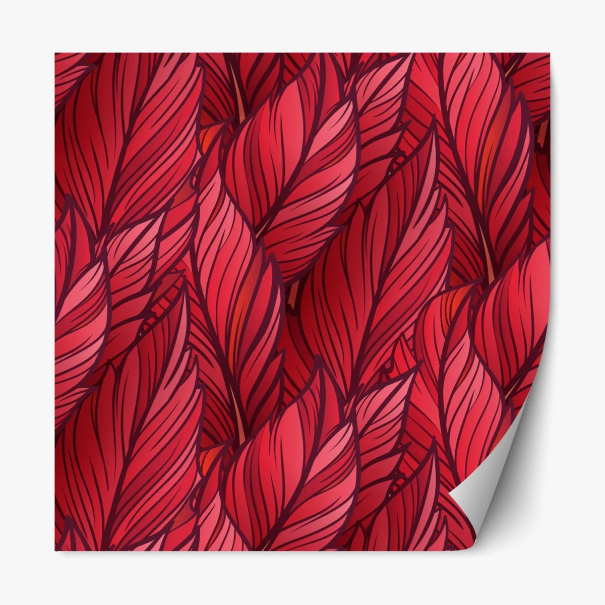 Naklejka repozycjonowalna czerwony botaniczny wzór liści – Wallissimo® Naklejka repozycjonowalna czerwony botaniczny wzór liści – Wallissimo®