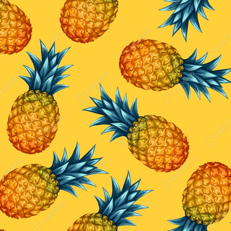 Naklejka repozycjonowalna tropikalny wzór z ananasami na żółtym tle – Wallissimo® Naklejka repozycjonowalna tropikalny wzór z ananasami na żółtym tle – Wallissimo®