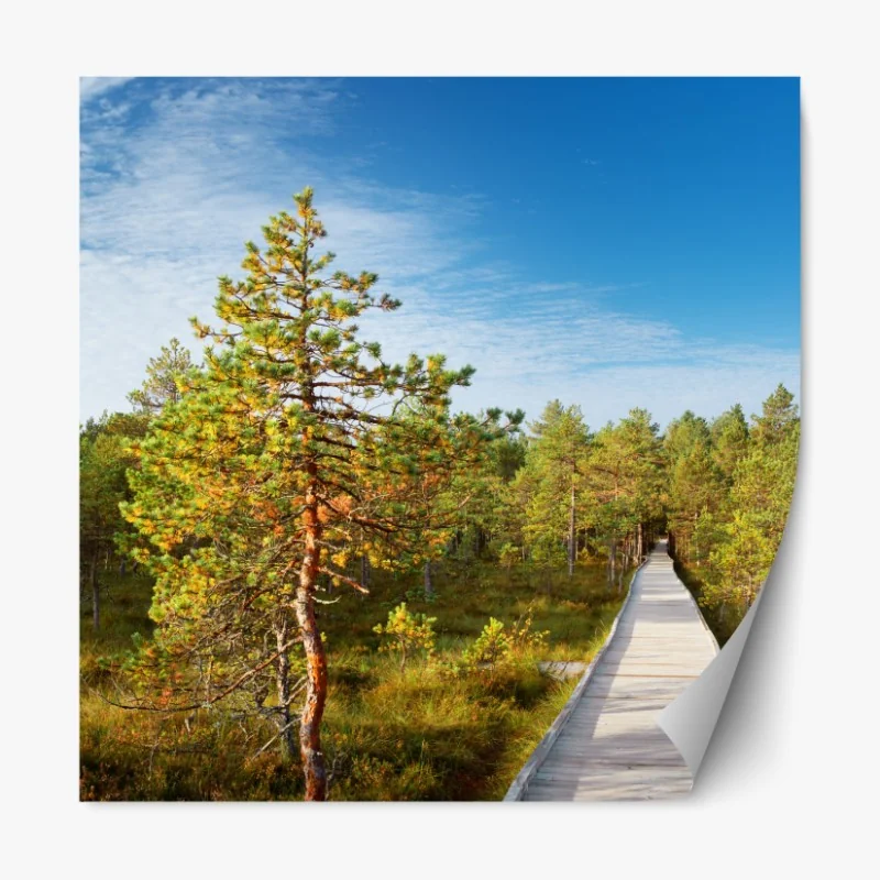 Naklejka repozycjonowalna żurawie i kwiaty persymony – Wallissimo®