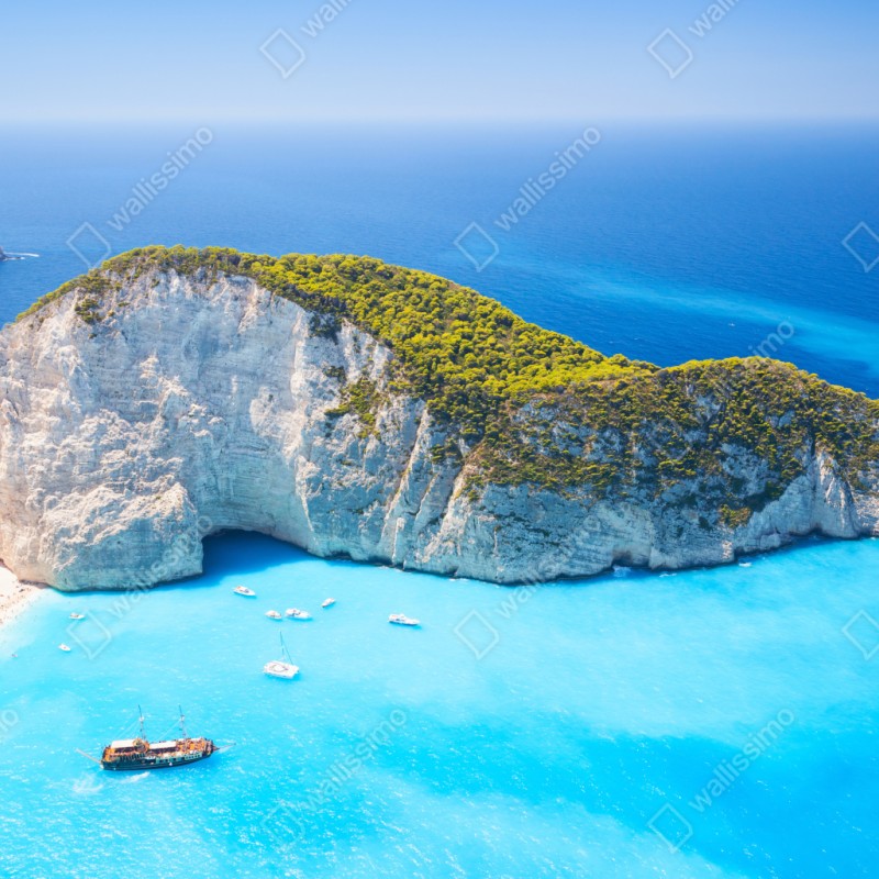 Naklejka repozycjonowalna Zatoka Navagio turkusowa zatoka, Zakynthos – Wallissimo® Naklejka repozycjonowalna Zatoka Navagio turkusowa zatoka, Zakynthos – Wallissimo®