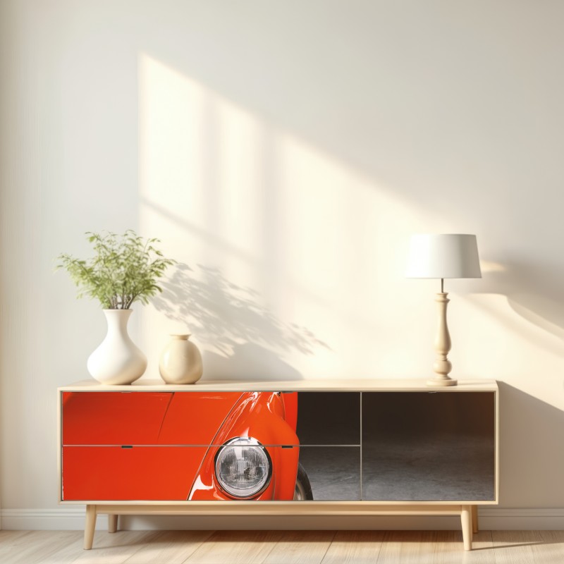 Naklejka repozycjonowalna czerwony zabytkowy samochód sportowy zbliżenie – Wallissimo® Naklejka repozycjonowalna czerwony zabytkowy samochód sportowy zbliżenie – Wallissimo®