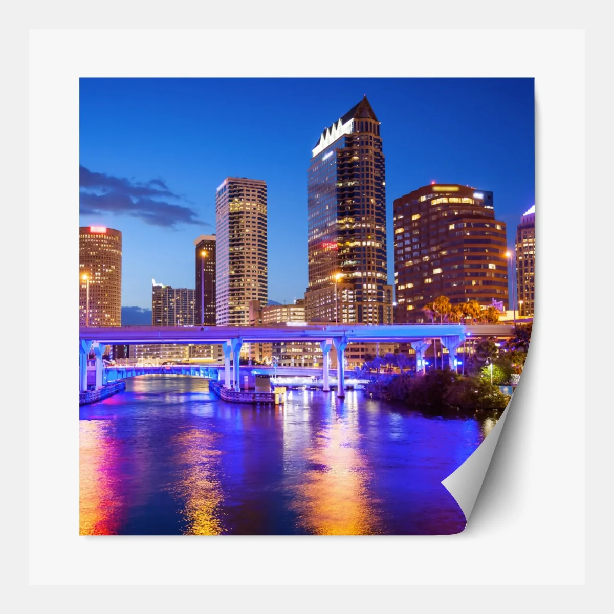 Naklejka repozycjonowalna panorama Tampa nocą – Wallissimo® Naklejka repozycjonowalna panorama Tampa nocą – Wallissimo®