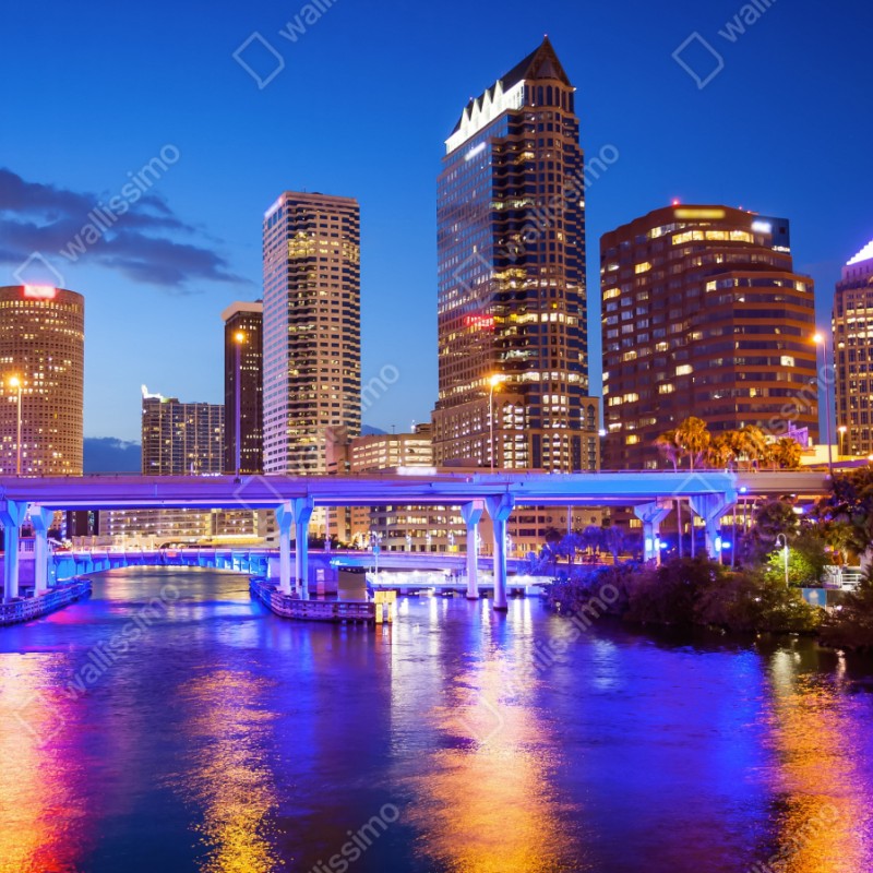 Naklejka repozycjonowalna panorama Tampa nocą – Wallissimo® Naklejka repozycjonowalna panorama Tampa nocą – Wallissimo®