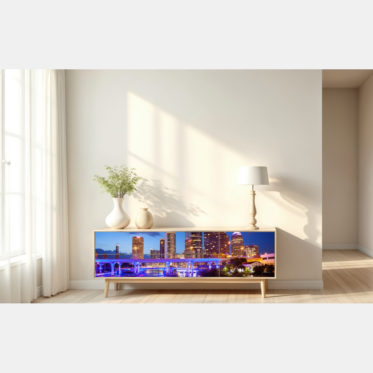 Naklejka repozycjonowalna panorama Tampa nocą – Wallissimo® Naklejka repozycjonowalna panorama Tampa nocą – Wallissimo®