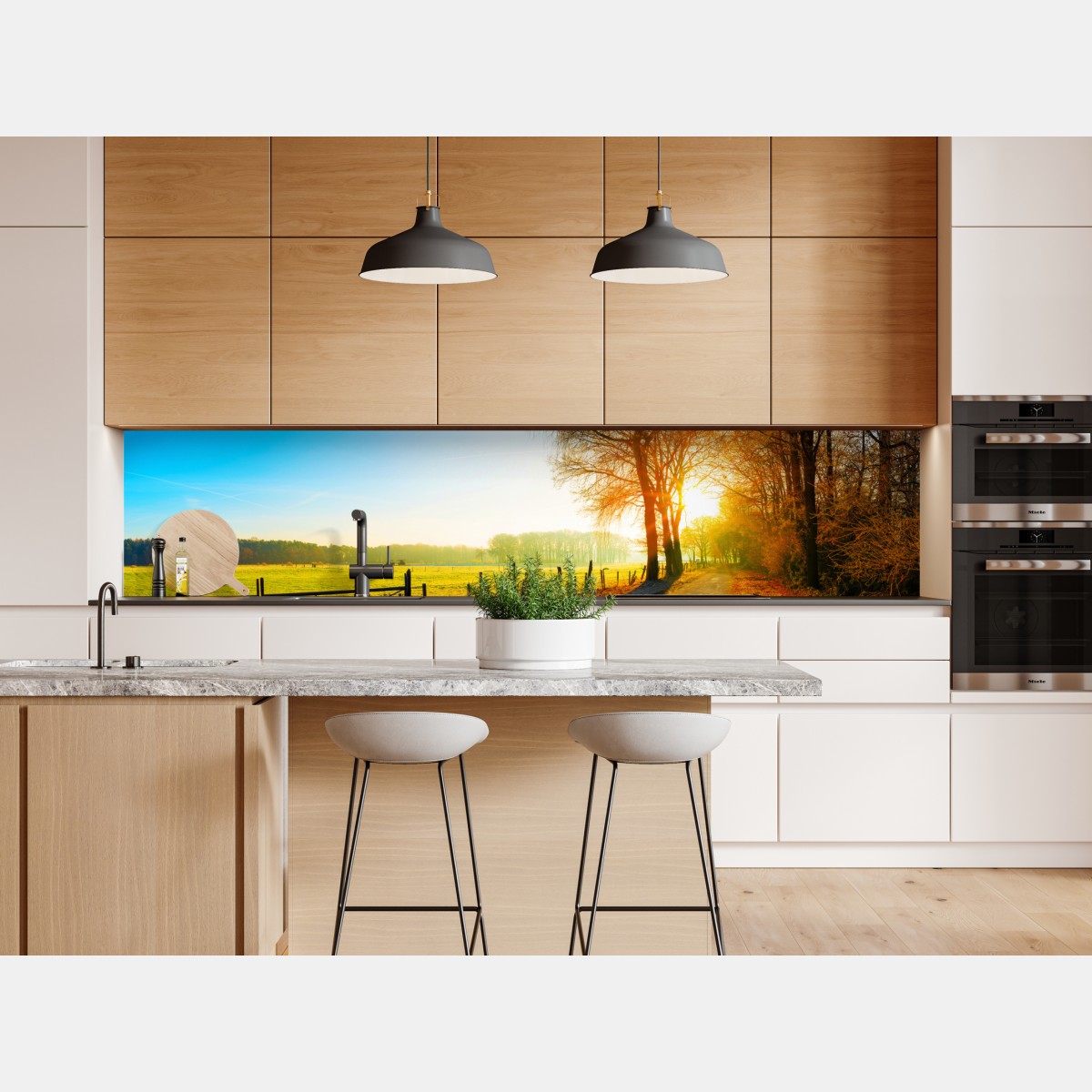 Naklejka repozycjonowalna słoneczna wiejska droga przez jesienną łąkę – Wallissimo® Naklejka repozycjonowalna słoneczna wiejska droga przez jesienną łąkę – Wallissimo®