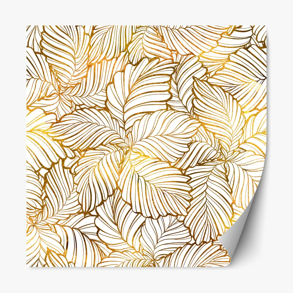 Naklejka repozycjonowalna złote liście w stylu line art – Wallissimo® Naklejka repozycjonowalna złote liście w stylu line art – Wallissimo®