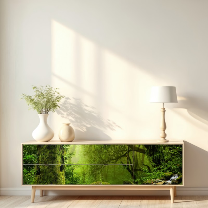Naklejka repozycjonowalna zaczarowany zielony leśny strumień – Wallissimo® Naklejka repozycjonowalna zaczarowany zielony leśny strumień – Wallissimo®