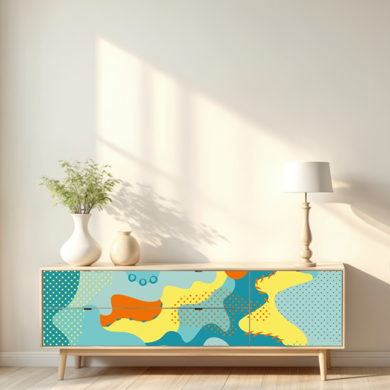 Naklejka repozycjonowalna żywy abstrakcyjny motyw pop-art – Wallissimo® Naklejka repozycjonowalna żywy abstrakcyjny motyw pop-art – Wallissimo®