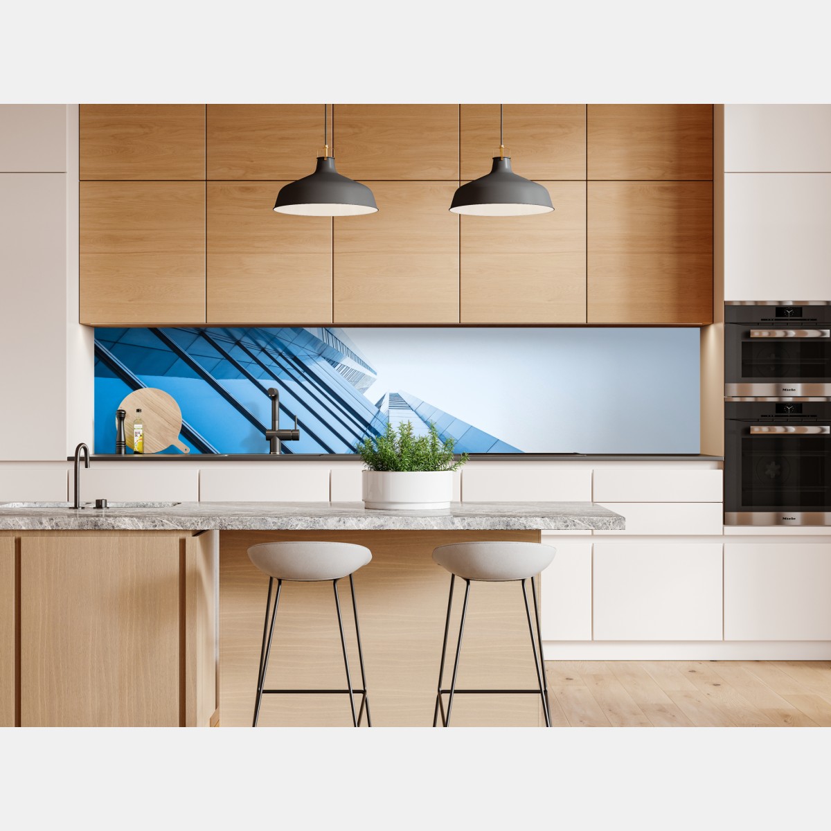 Naklejka repozycjonowalna nowoczesna niebieska szklana elewacja – Wallissimo® Naklejka repozycjonowalna nowoczesna niebieska szklana elewacja – Wallissimo®