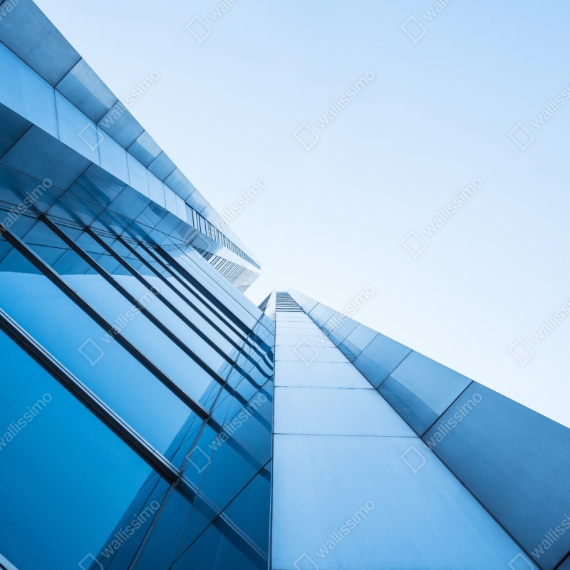 Naklejka repozycjonowalna nowoczesna niebieska szklana elewacja – Wallissimo® Naklejka repozycjonowalna nowoczesna niebieska szklana elewacja – Wallissimo®