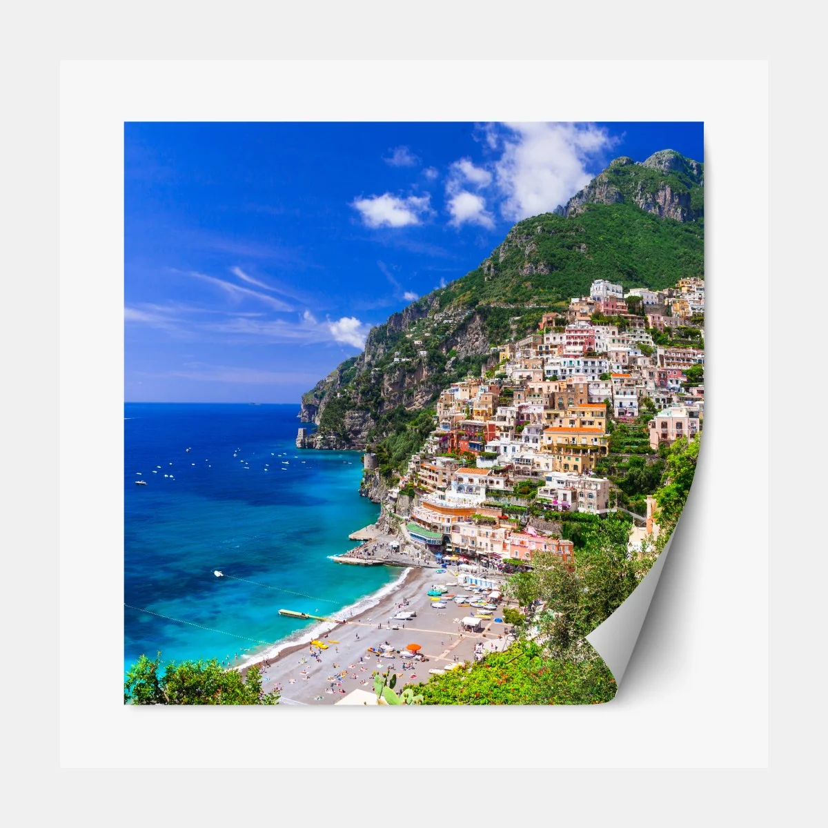 Naklejka repozycjonowalna słoneczna panorama Positano na Wybrzeżu Amalfi – Wallissimo® Naklejka repozycjonowalna słoneczna panorama Positano na Wybrzeżu Amalfi – Wallissimo®