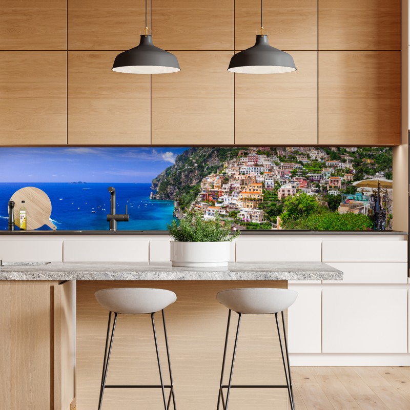 Naklejka repozycjonowalna widok z lotu ptaka na zatokę Port de Sóller – Wallissimo®