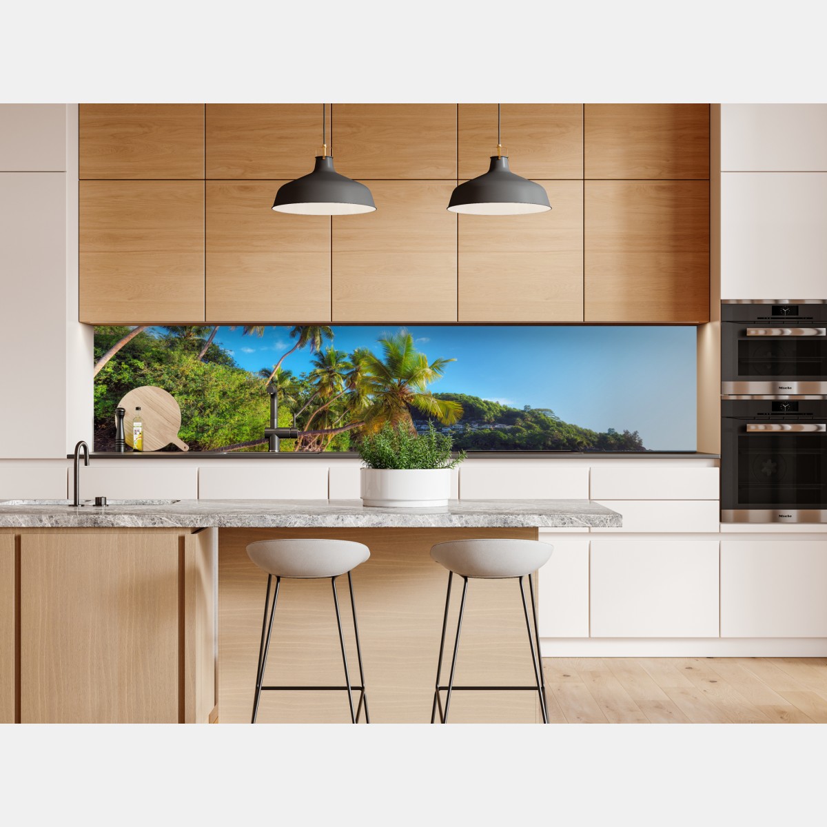 Naklejka repozycjonowalna tropikalna plaża z palmami – Wallissimo® Naklejka repozycjonowalna tropikalna plaża z palmami – Wallissimo®